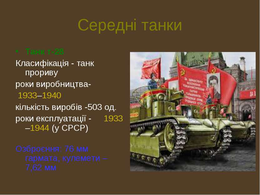 Середні танки Танк т-28 Класифікація - танк прориву роки виробництва- 1933–19...