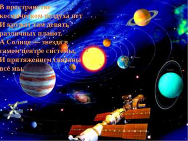 В пространстве космическом воздуха нет И кружат там девять различных планет. ...