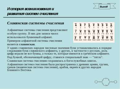 История возникновения и развития систем счисления Славянская системы счислени...