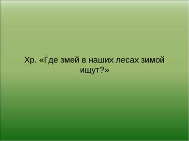 Хр. «Где змей в наших лесах зимой ищут?»