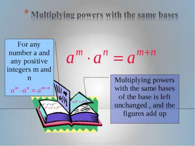 For any number a and any positive integers m and n Multiplying powers with th...
