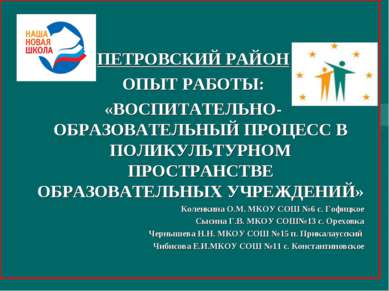 ПЕТРОВСКИЙ РАЙОН ОПЫТ РАБОТЫ: «ВОСПИТАТЕЛЬНО-ОБРАЗОВАТЕЛЬНЫЙ ПРОЦЕСС В ПОЛИКУ...