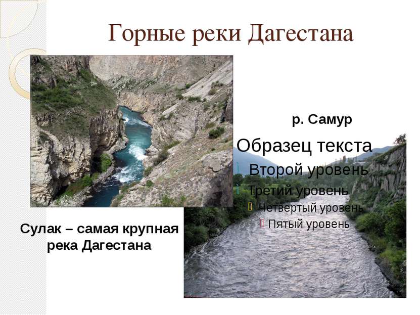 Горные реки Дагестана Сулак – самая крупная река Дагестана р. Самур