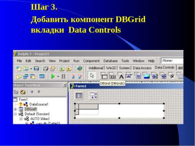 Шаг 3. Добавить компонент DBGrid вкладки Data Controls