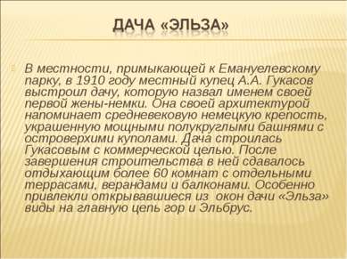 В местности, примыкающей к Емануелевскому парку, в 1910 году местный купец А....