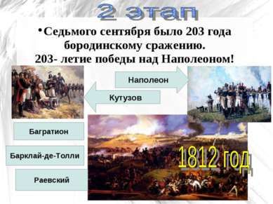 Седьмого сентября было 203 года бородинскому сражению. 203- летие победы над ...