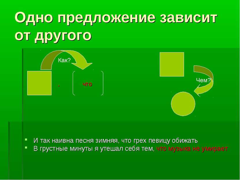 Одно предложение зависит от другого И так наивна песня зимняя, что грех певиц...