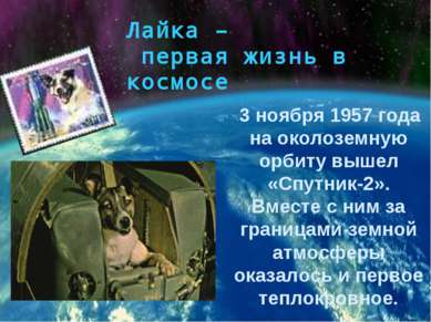 3 ноября 1957 года на околоземную орбиту вышел «Спутник-2». Вместе с ним за г...