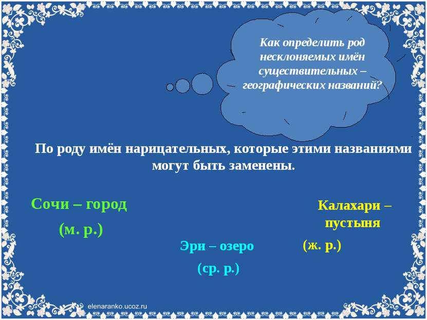 Как определить род несклоняемых имён существительных – географических названи...