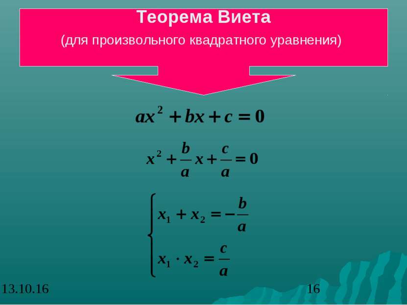 Теорема Виета (для произвольного квадратного уравнения)