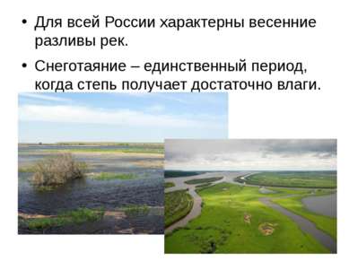 Для всей России характерны весенние разливы рек. Снеготаяние – единственный п...