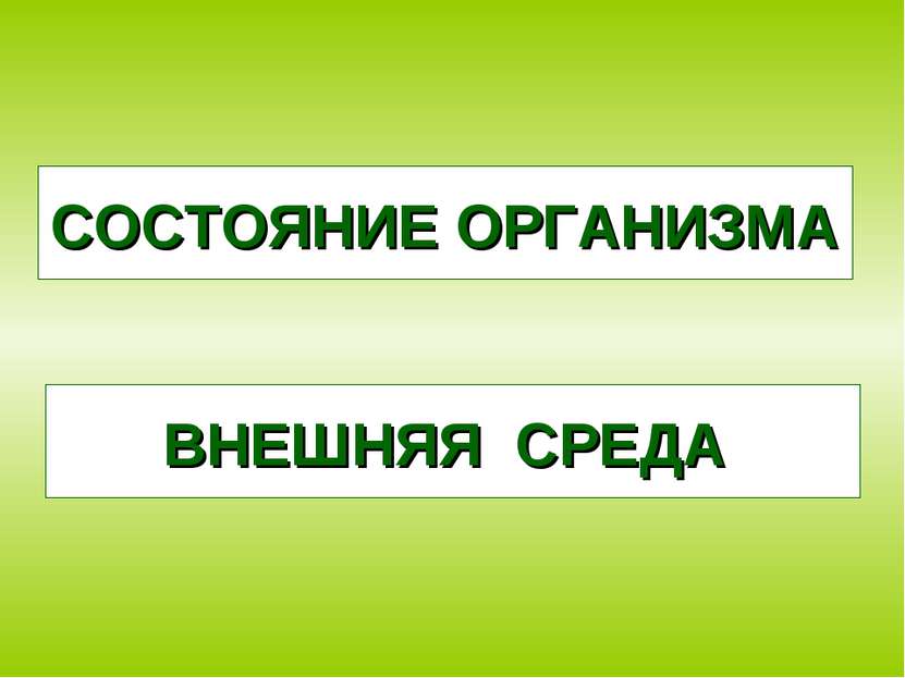 НЕНЯВЯШ ДРАСЕ НИСОСЯЕТО ГАОРАЗИМН ВНЕШНЯЯ СРЕДА СОСТОЯНИЕ ОРГАНИЗМА