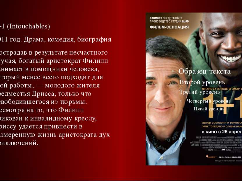 1+1 (Intouchables) 2011 год. Драма, комедия, биография Пострадав в результате...