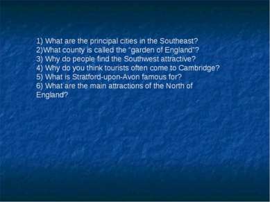 1) What are the principal cities in the Southeast? 2)What county is called th...