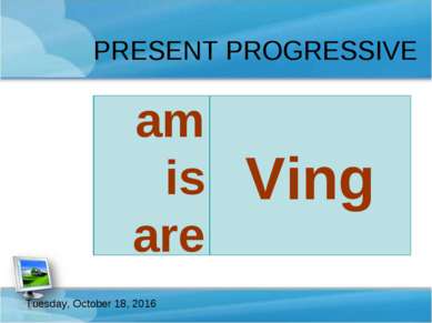 PRESENT PROGRESSIVE Ving be am is are