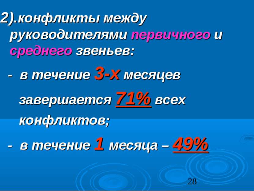 2).конфликты между руководителями первичного и среднего звеньев: - в течение ...