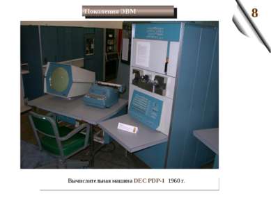 Вычислительная машина DEC PDP-1 1960 г. Поколения ЭВМ
