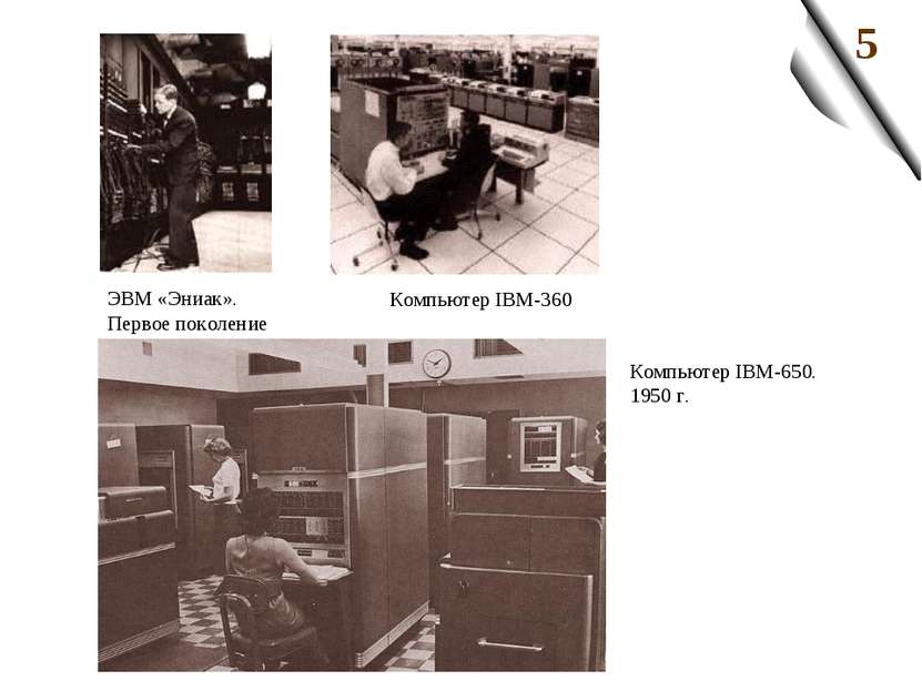 ЭВМ «Эниак». Первое поколение Компьютер IBM-360 Компьютер IBM-650. 1950 г.