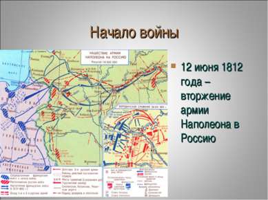 Начало войны 12 июня 1812 года – вторжение армии Наполеона в Россию