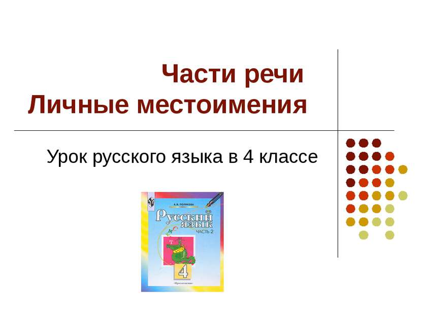 Части речи Личные местоимения Урок русского языка в 4 классе