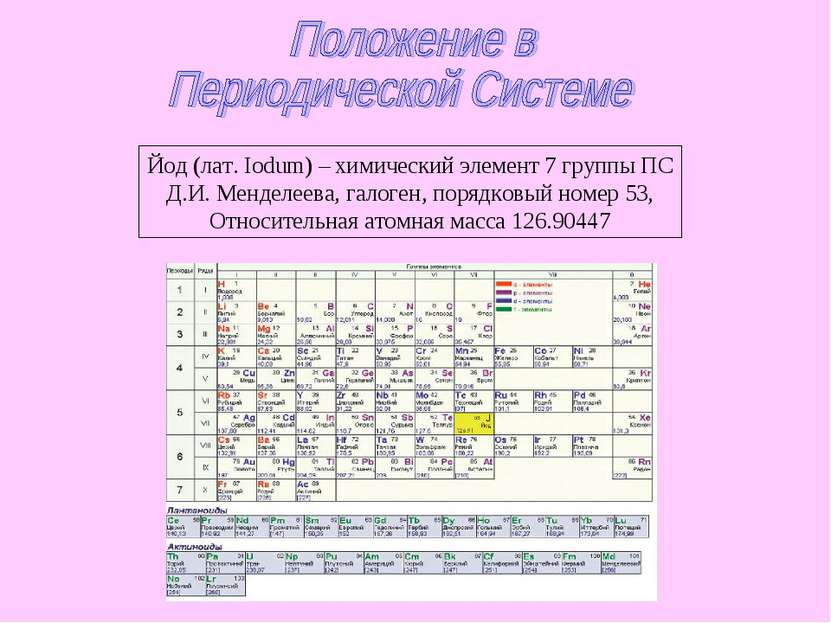 Йод (лат. Iodum) – химический элемент 7 группы ПС Д.И. Менделеева, галоген, п...