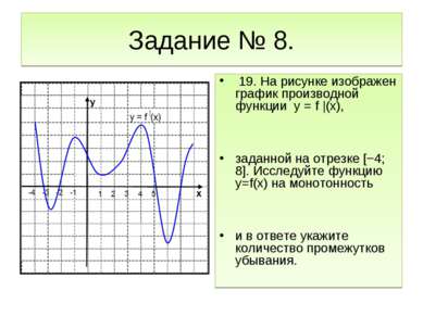 Задание № 8. 19. На рисунке изображен график производной функции y = f |(x), ...