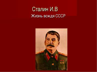 Сталин И.В Жизнь вождя СССР