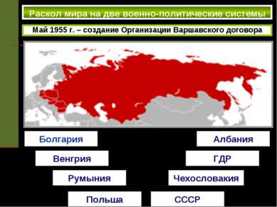 Раскол мира на две военно-политические системы Май 1955 г. – создание Организ...