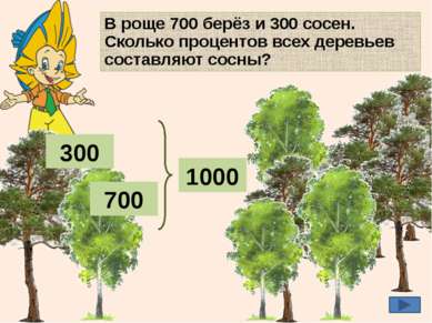 В роще 700 берёз и 300 сосен. Сколько процентов всех деревьев составляют сосн...