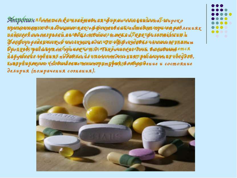 Атропин – оптически неактивная форма гиосциамина, широко применяется в медици...