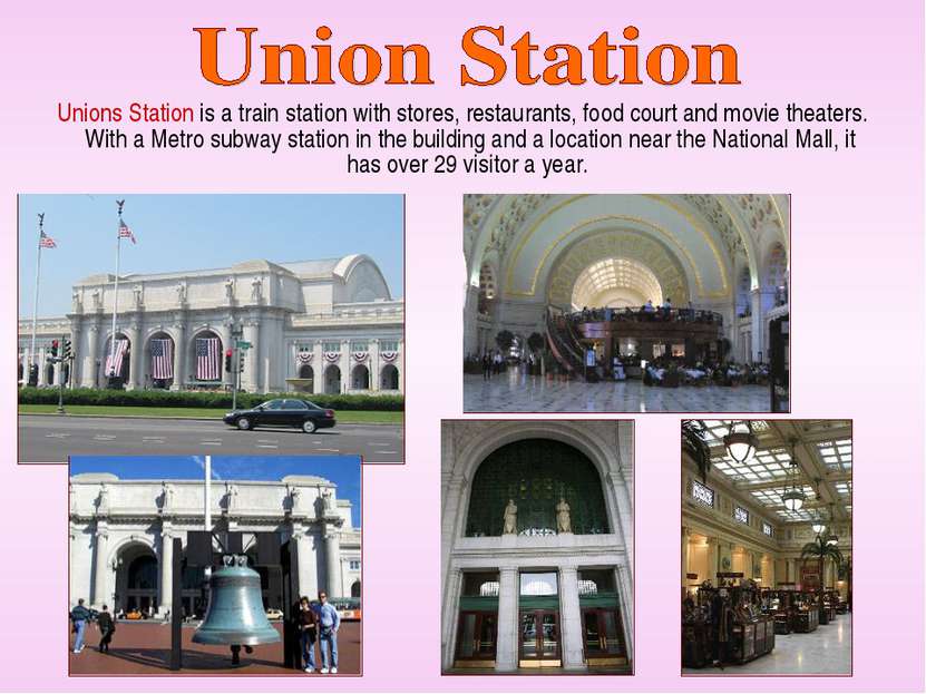Unions Station is a train station with stores, restaurants, food court and mo...