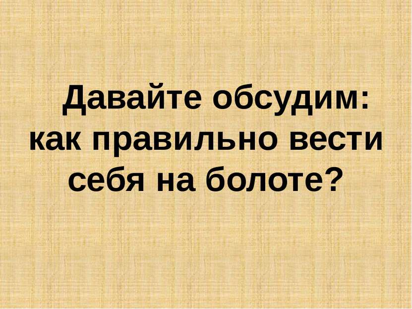 Давайте обсудим: как правильно вести себя на болоте?