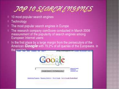 10 most popular search engines Technology The most popular search engines in ...