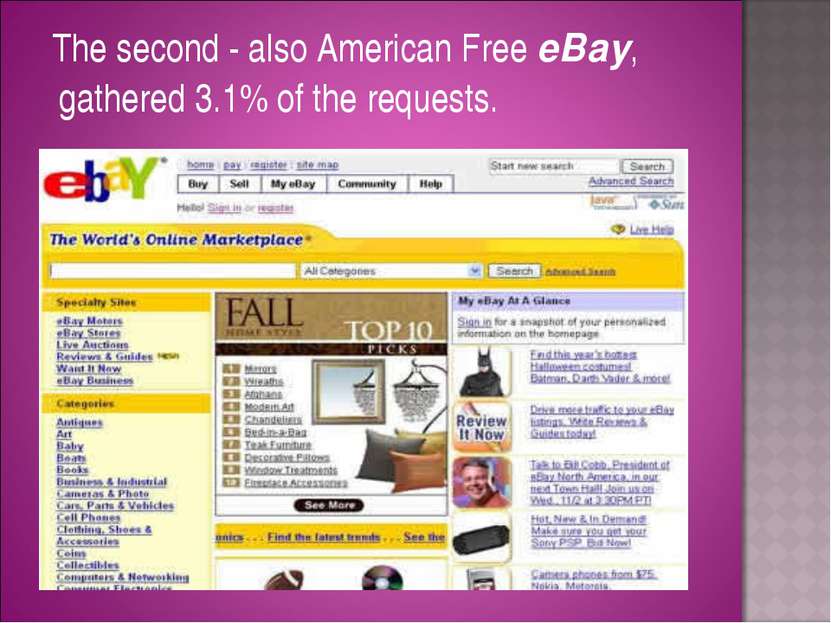 The second - also American Free eBay, gathered 3.1% of the requests.