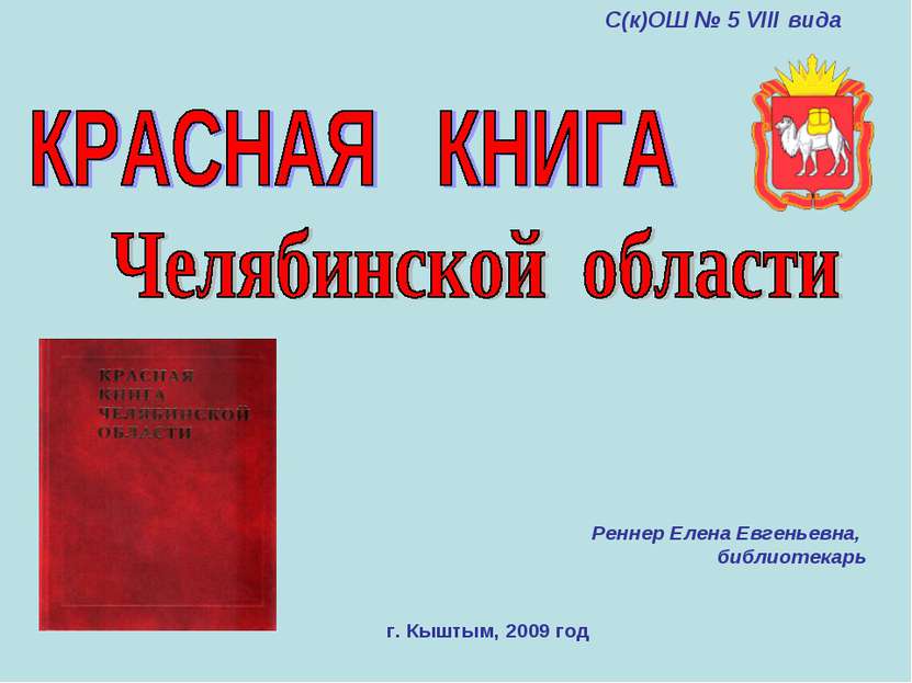 г. Кыштым, 2009 год Реннер Елена Евгеньевна, библиотекарь С(к)ОШ № 5 VIII вида