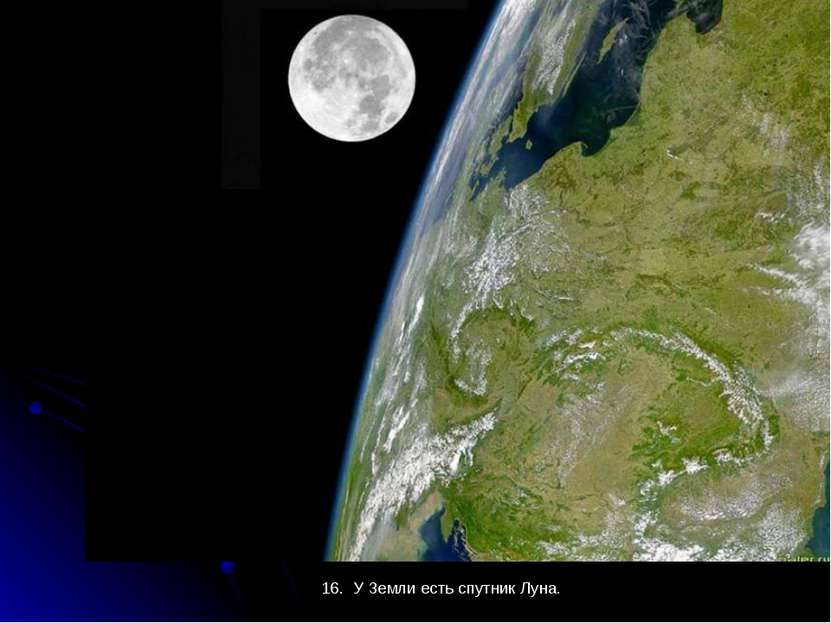 16. У Земли есть спутник Луна. 16. У Земли есть спутник Луна.