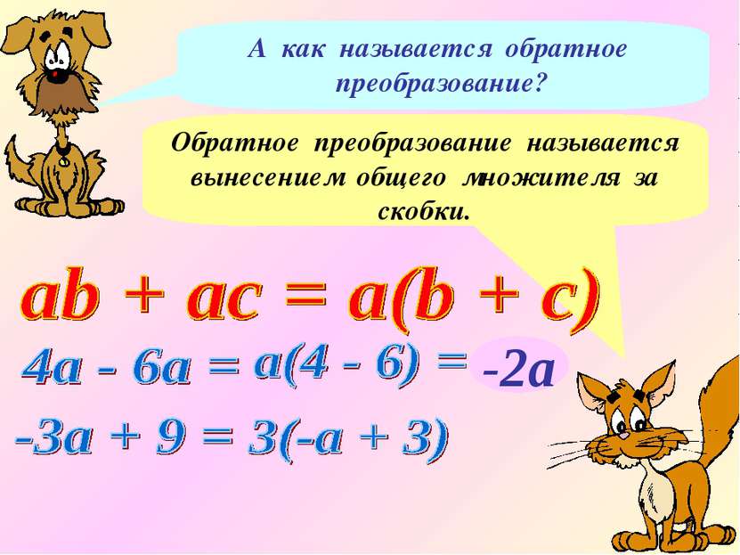 А как называется обратное преобразование? Обратное преобразование называется ...