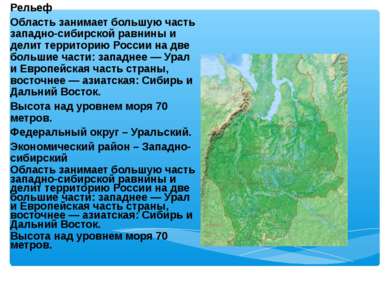 Рельеф Область занимает большую часть западно-сибирской равнины и делит терри...
