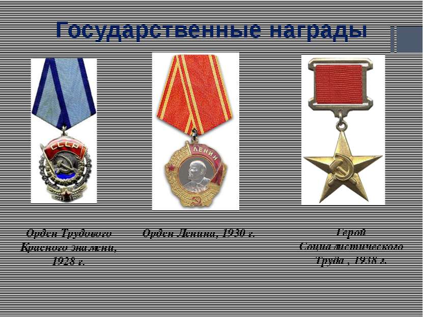 Государственные награды Орден Трудового Красного знамени, 1928 г. Орден Ленин...