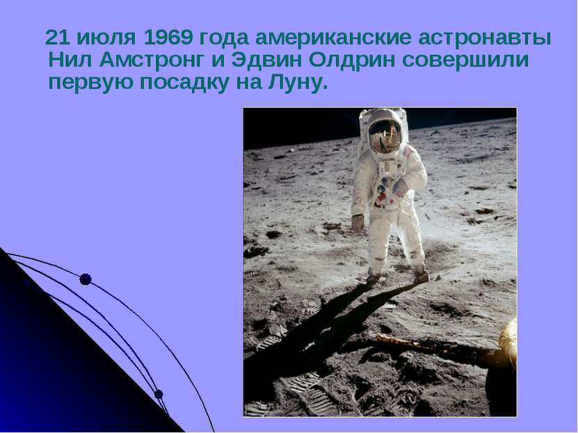 21 июля 1969 года американские астронавты Нил Амстронг и Эдвин Олдрин соверши...