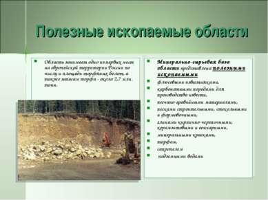 Полезные ископаемые области Область занимает одно из первых мест на европейск...