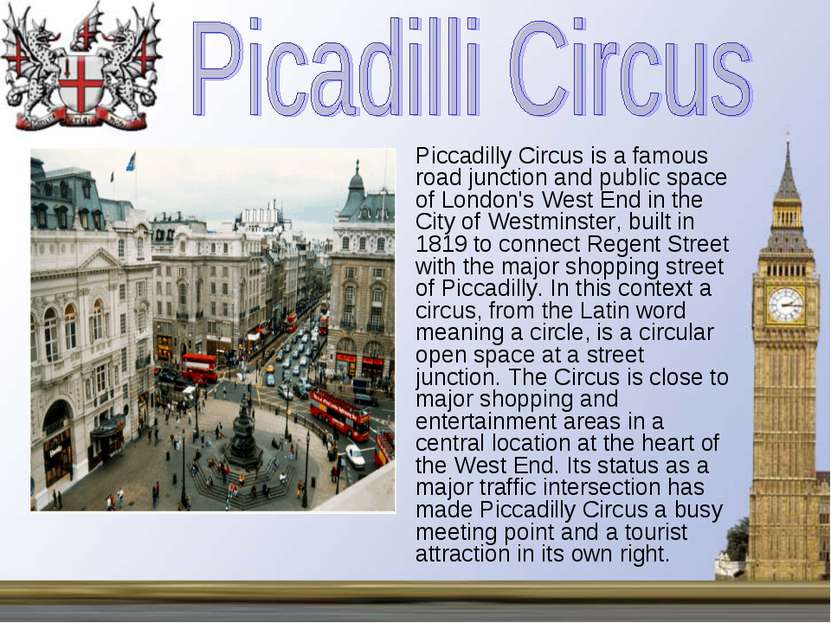 Piccadilly Circus is a famous road junction and public space of London's West...