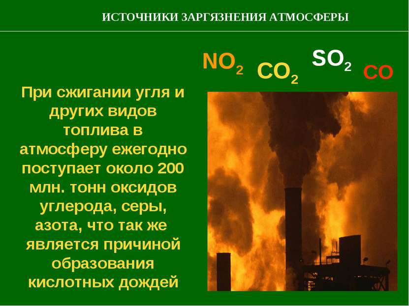 При сжигании угля и других видов топлива в атмосферу ежегодно поступает около...