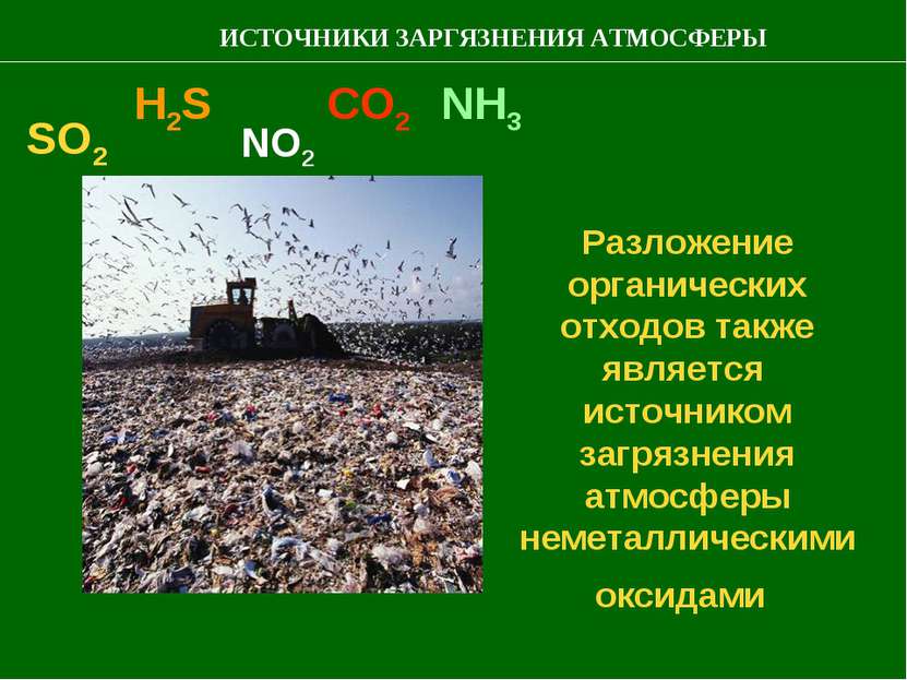 Разложение органических отходов также является источником загрязнения атмосфе...
