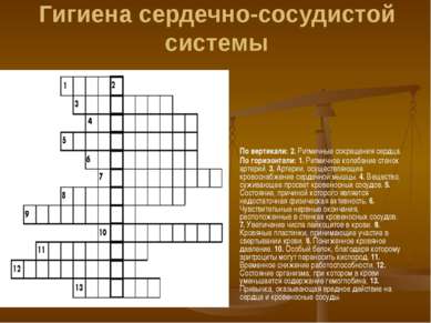 Гигиена сердечно-сосудистой системы По вертикали: 2. Ритмичные сокращения сер...