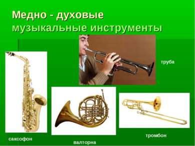 Медно - духовые музыкальные инструменты валторна тромбон труба саксофон
