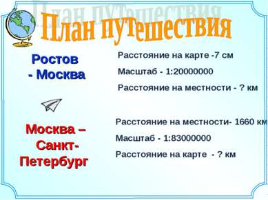 Ростов - Москва Расстояние на карте -7 см Масштаб - 1:20000000 Расстояние на ...