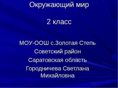 Окружающий мир 2 класс МОУ-ООШ с.Золотая Степь Советский район Саратовская об...