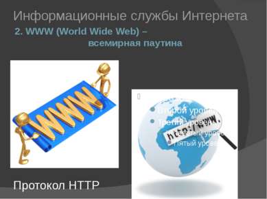 2. WWW (World Wide Web) – всемирная паутина Информационные службы Интернета П...
