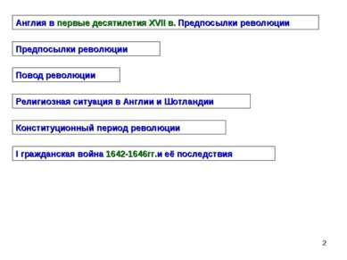 * Англия в первые десятилетия XVII в. Предпосылки революции Предпосылки револ...